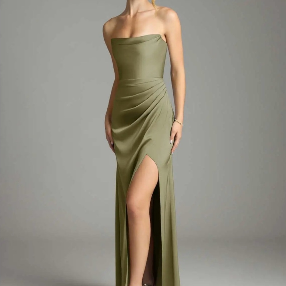 AZAZIE Leonis satin dress- pistachio